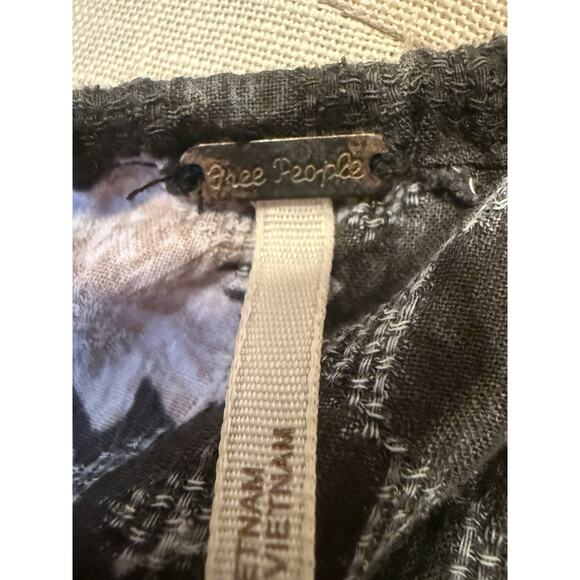 Free People Floral Mini Dress XS Black Pink Boho Peasant Tunic Long Sleeve - Picture 11 of 12